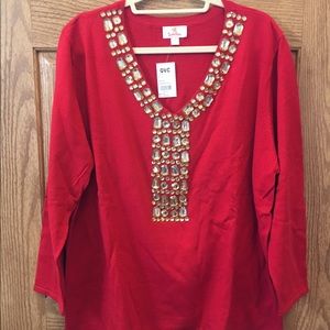 Quacker factory NWT red V-neck sweater